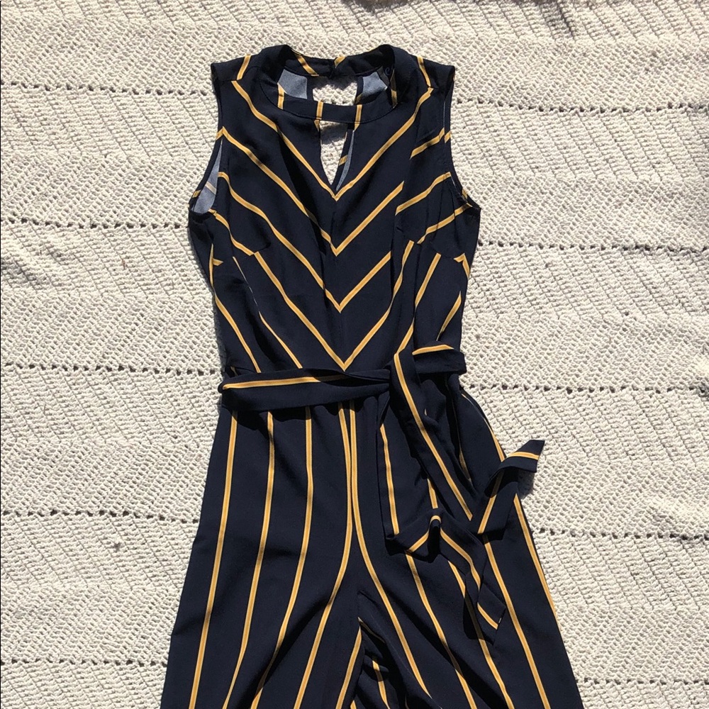 Blue and yellow jumpsuit
